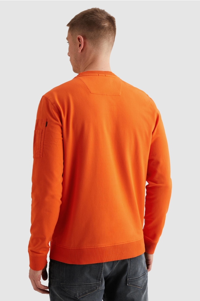PME legend oranje heren sweater | Model achteraanzicht