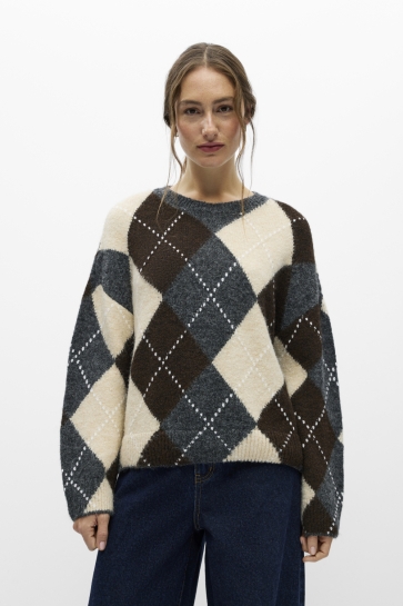 Object Trui OBJBRENDA LS LO O-NECK PULLOVER NOO 23050543 MEDIUM GREY MEL/SEAL