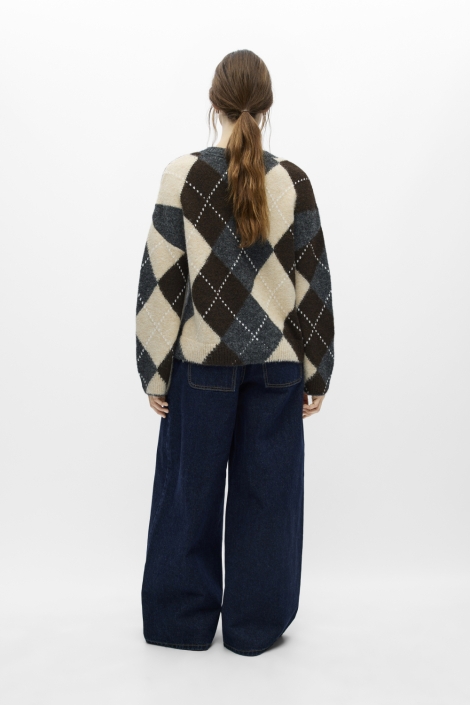 Object grijze dames trui | Model achteraanzicht