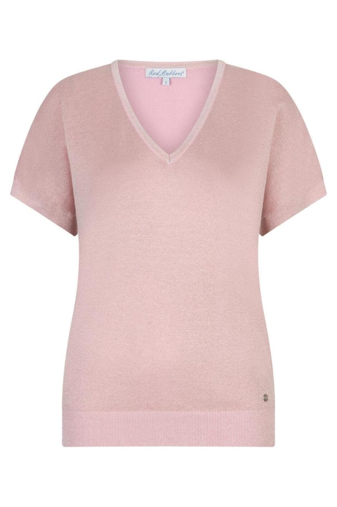 Red Button roze dames t-shirt | Vooraanzicht