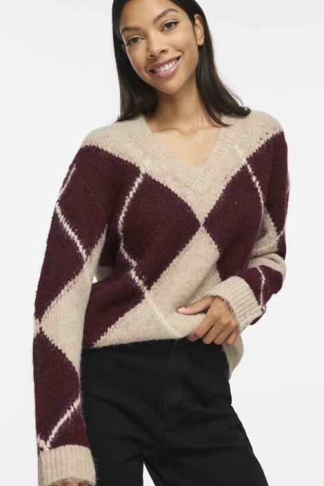 Vila beige dames trui | Model vooraanzicht