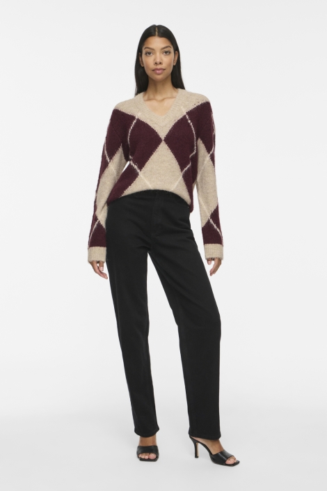 Vila beige dames trui | Model vooraanzicht
