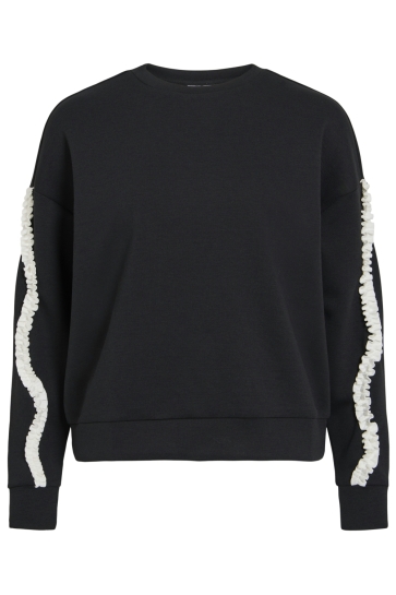 Vila Trui VIREFLECT TAPE O-NECK L/S SWEAT TOP 14119020 Black Beauty/SNOW WHITE