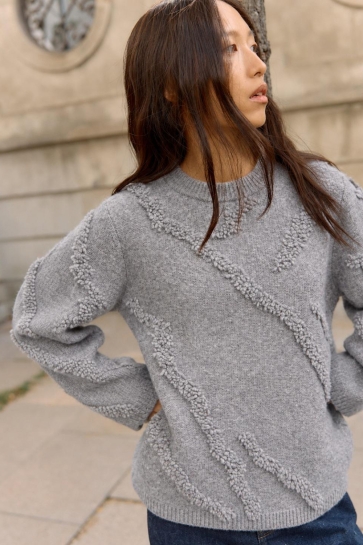 Object Trui OBJDONIA ZARI L/S RE KNIT PULLOVER 23049984 MEDIUM GREY MELANGE