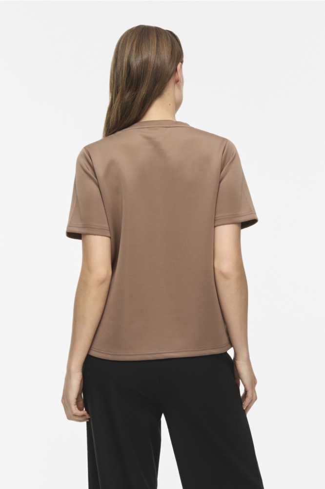 Vila bruine dames t-shirt | Model achteraanzicht