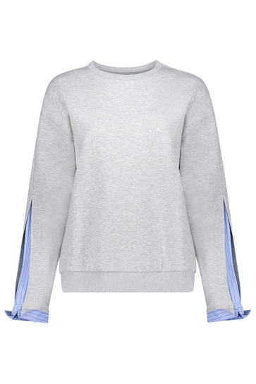 Geisha Trui SWEATER MET BLOUSEMOUWEN 62800 10 000900 grey melange/blue
