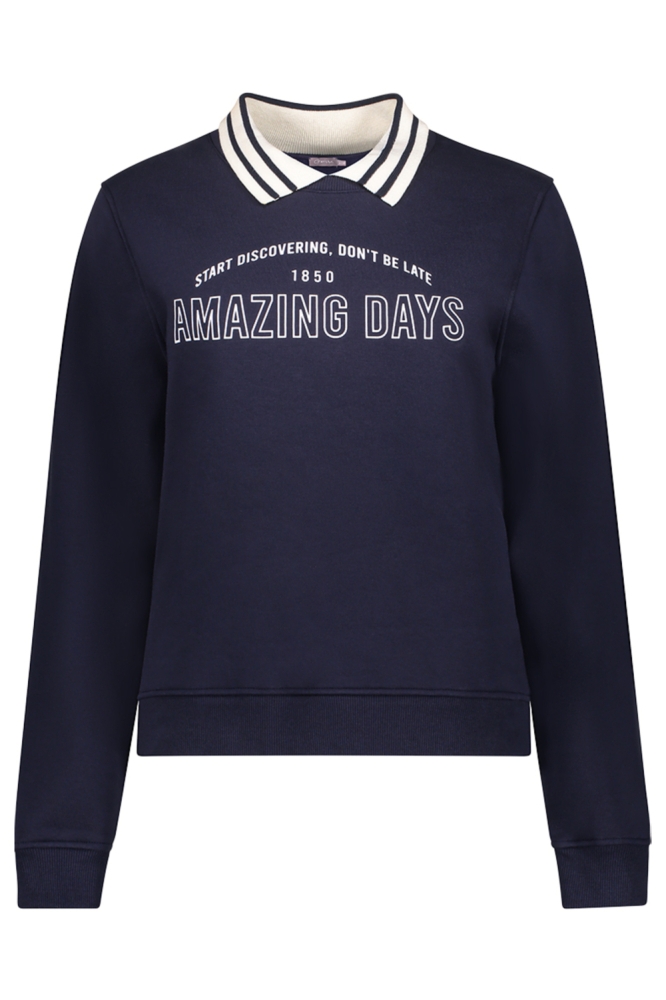 Geisha blauwe dames sweater | Vooraanzicht