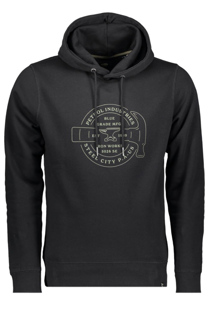 Petrol Industries zwarte heren sweater | Vooraanzicht