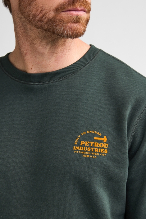 Petrol Industries groene heren sweater | Close up