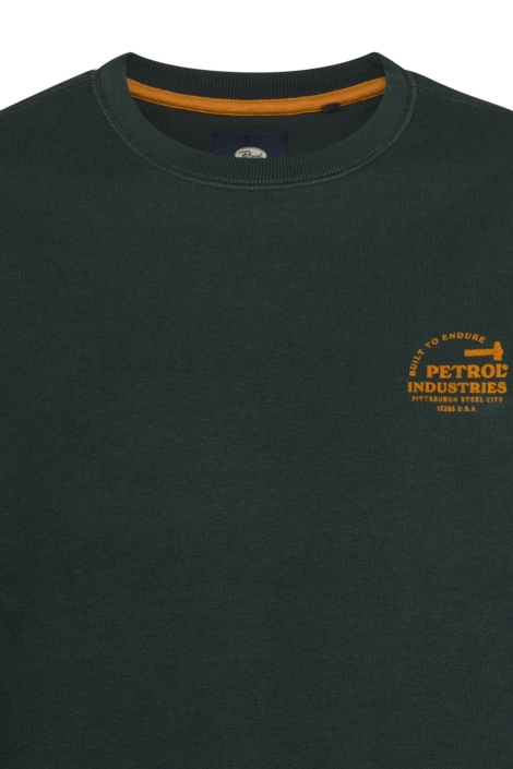 Petrol Industries groene heren sweater | Close up