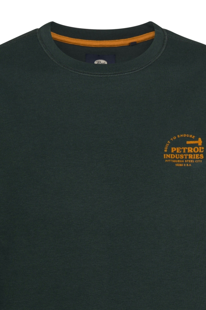 Petrol Industries groene heren sweater | Close up