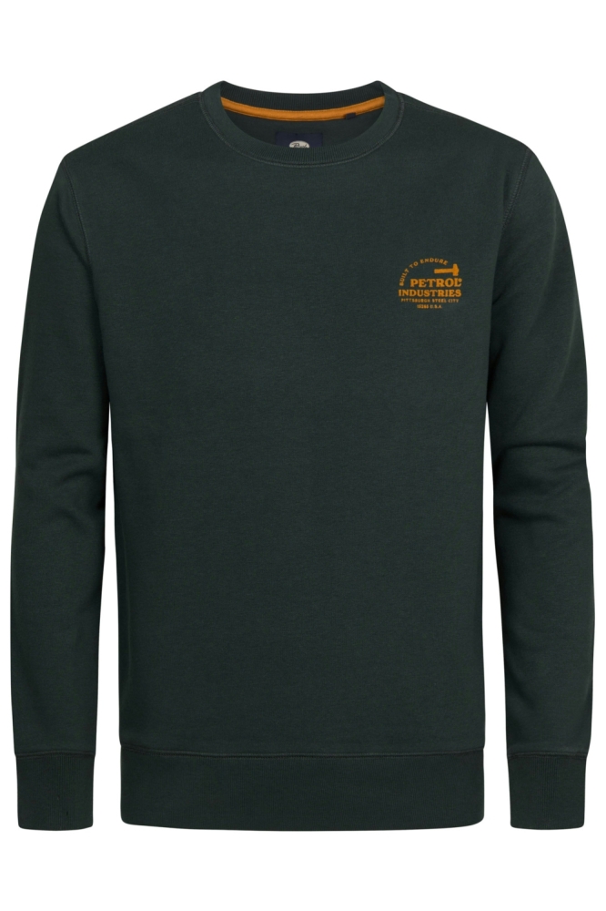 Petrol Industries groene heren sweater | Vooraanzicht