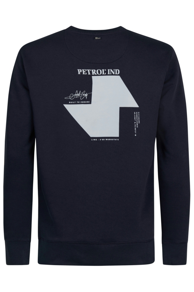 Petrol Industries blauwe heren sweater | Achteraanzicht