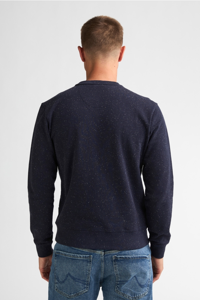 Petrol Industries blauwe heren sweater | Model achteraanzicht