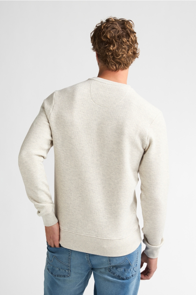 Petrol Industries beige heren sweater | Model achteraanzicht