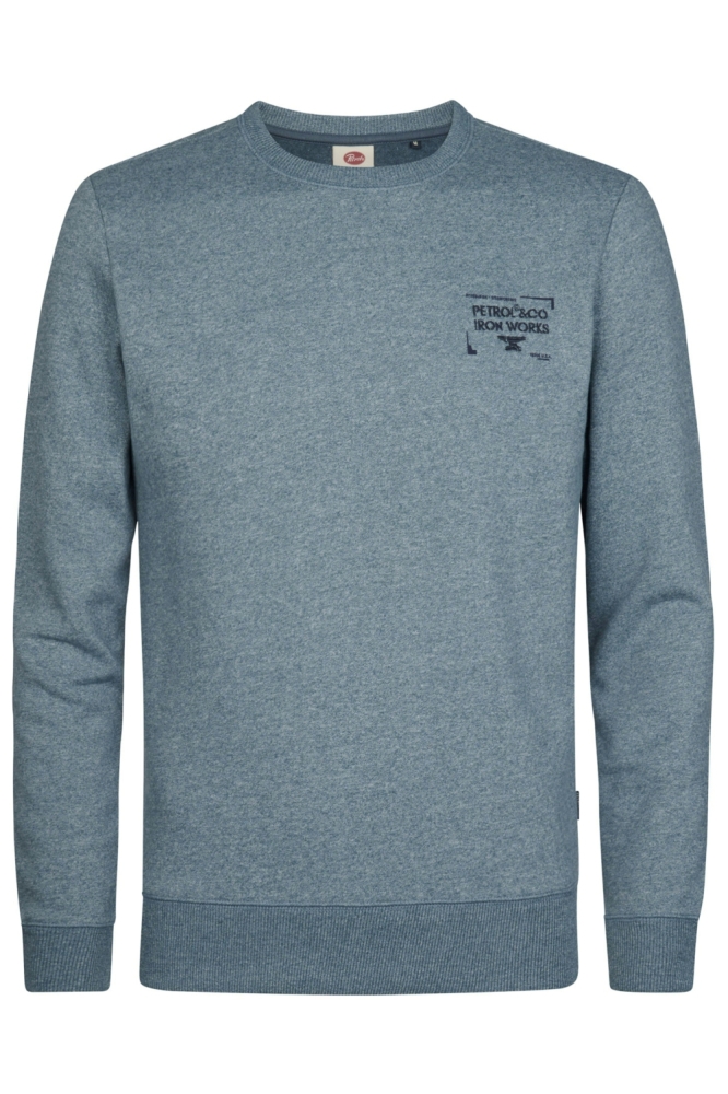Petrol Industries blauwe heren sweater | Vooraanzicht