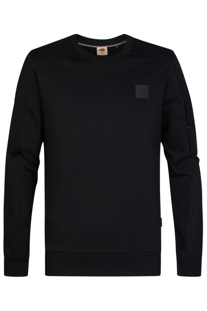 Petrol Industries zwarte heren sweater | Vooraanzicht