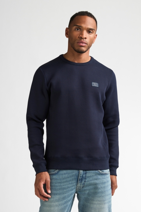 Petrol Industries blauwe heren sweater | Model vooraanzicht