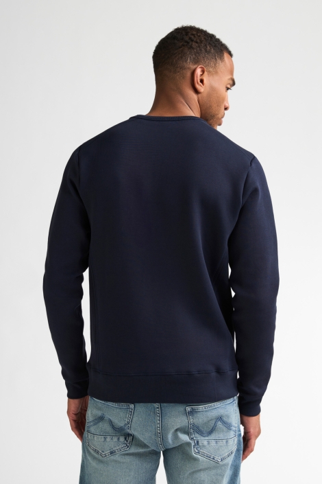 Petrol Industries blauwe heren sweater | Model achteraanzicht