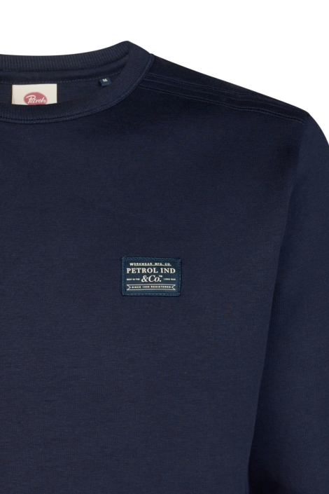 Petrol Industries blauwe heren sweater | Close up