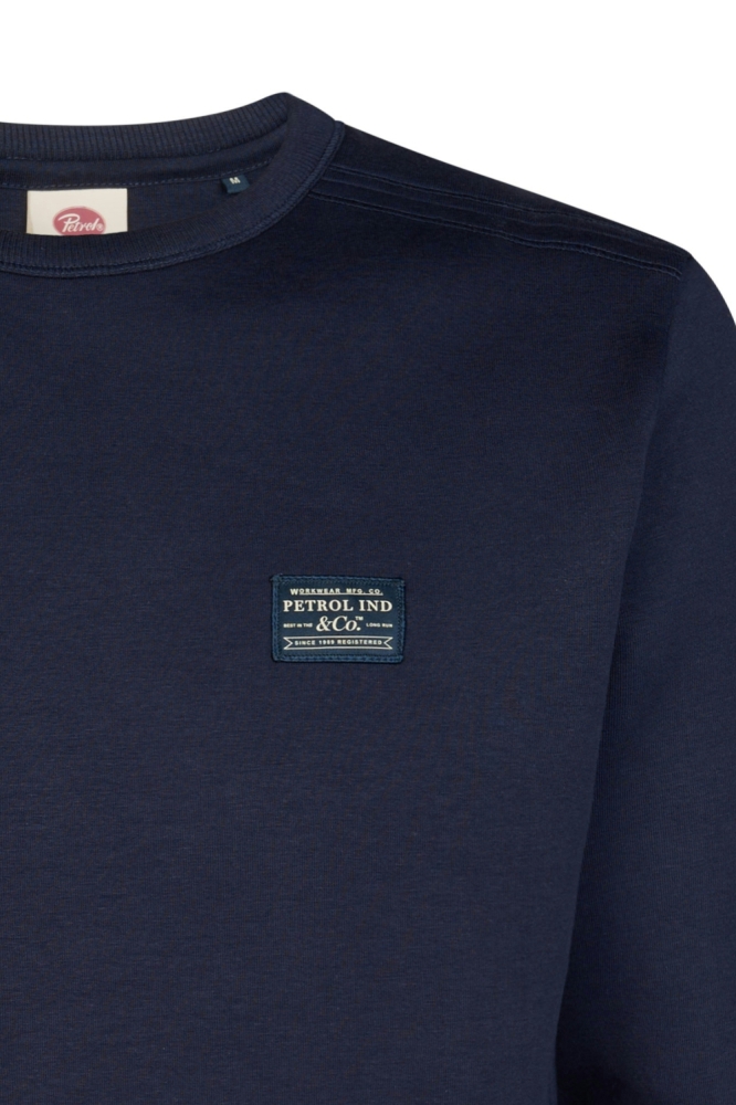 Petrol Industries blauwe heren sweater | Close up