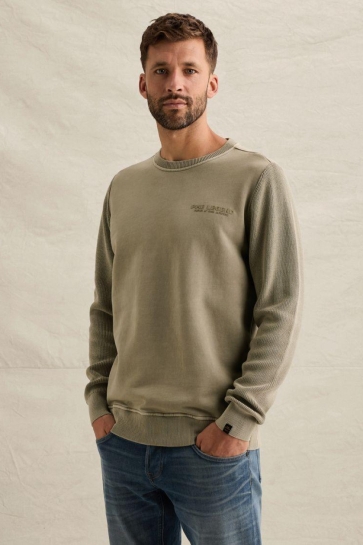 PME legend Trui SWEATSHIRT MET GEBREIDE MOUWEN EN PRINT PSW2610323 6412