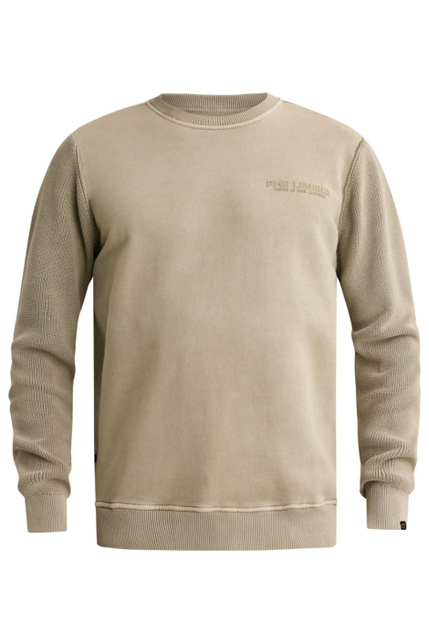 PME legend beige heren sweater | Vooraanzicht
