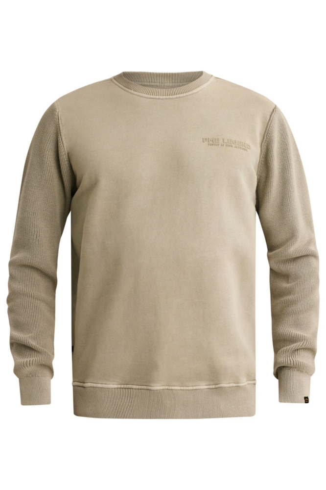 PME legend beige heren sweater | Vooraanzicht