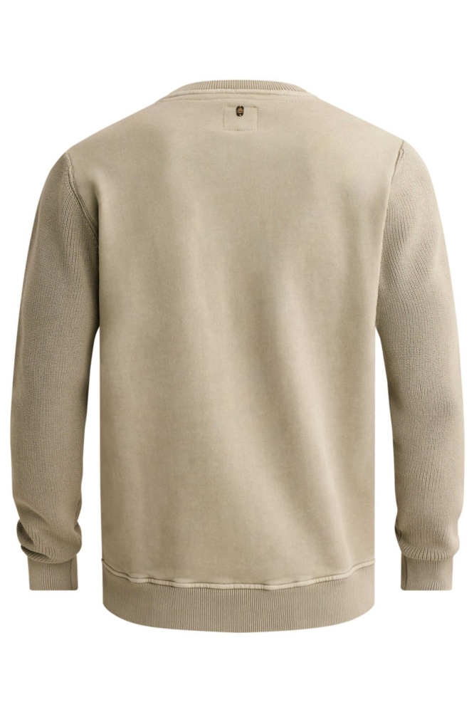 PME legend beige heren sweater | Achteraanzicht