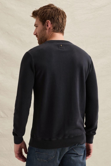 PME legend blauwe heren sweater | Model achteraanzicht