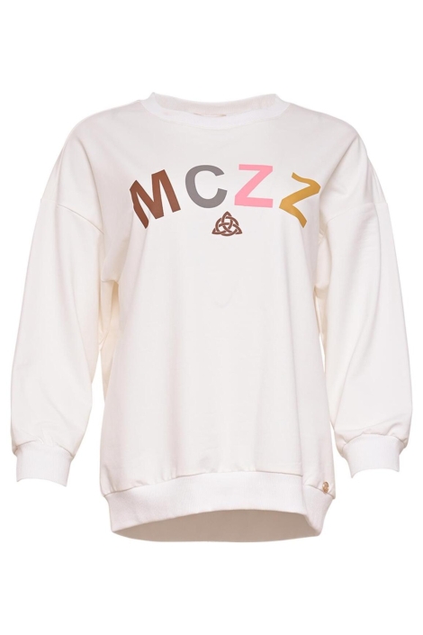 Maicazz ecru dames sweater | Model vooraanzicht