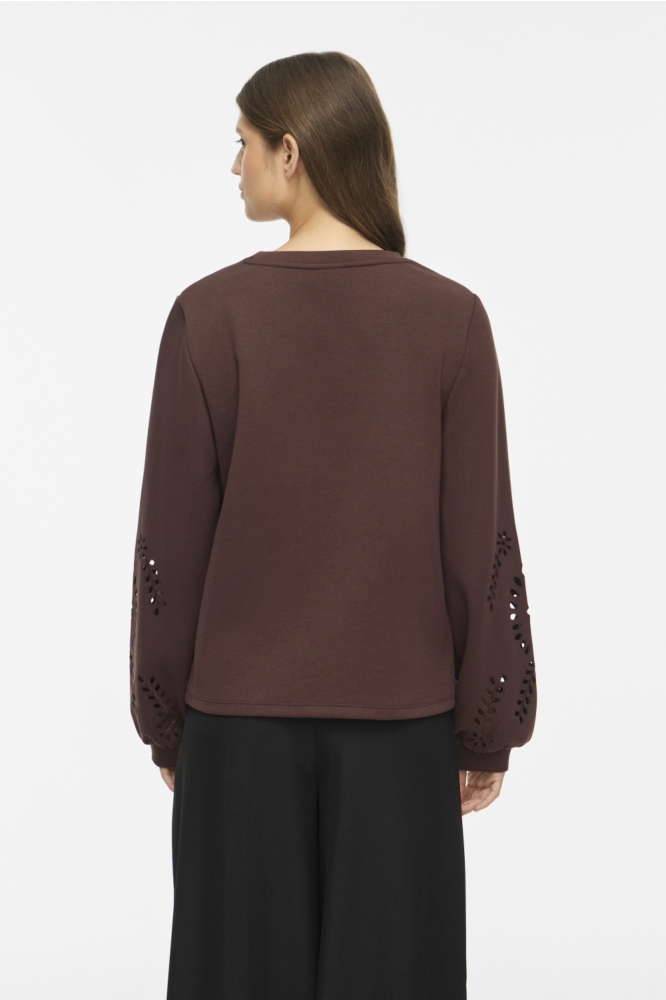 Vila bruine dames sweater | Model achteraanzicht