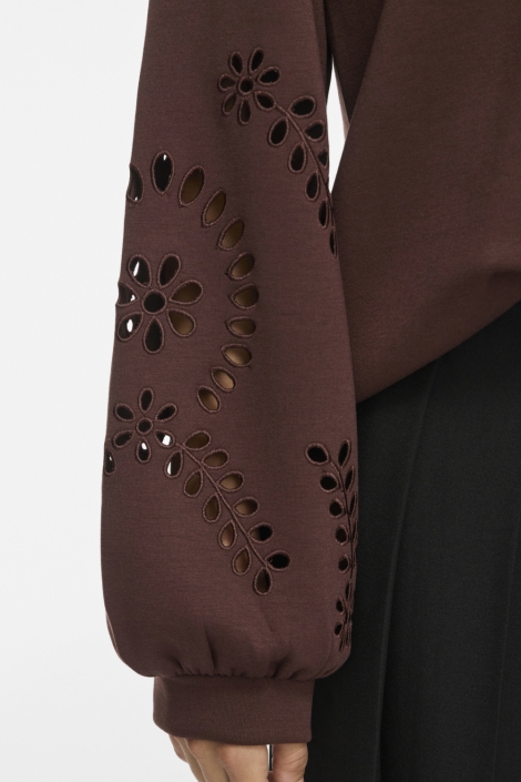 Vila bruine dames sweater | Close up