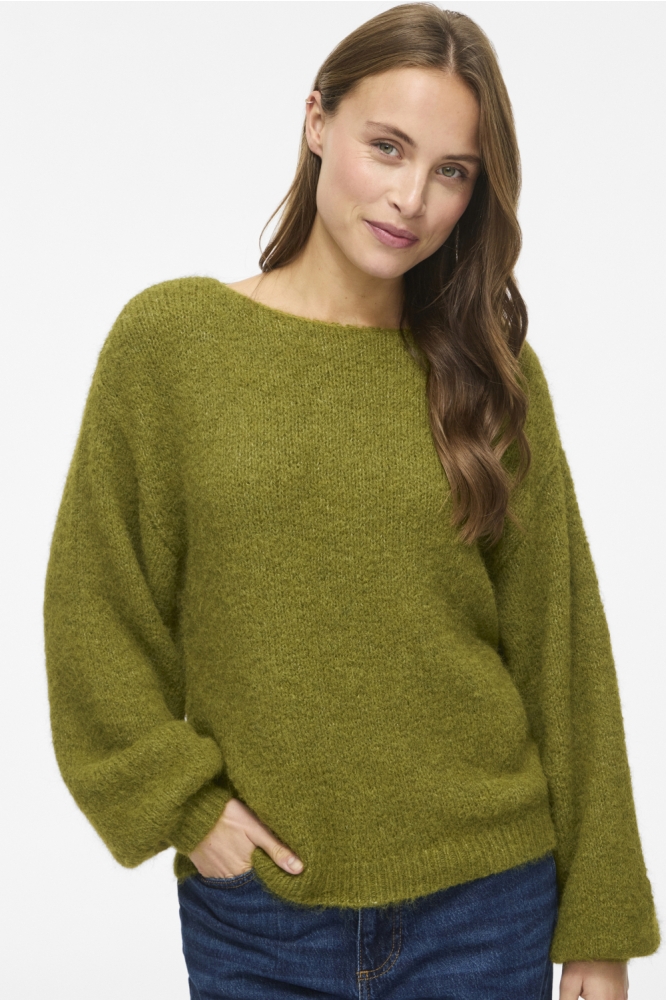 Vila groene dames trui | Model vooraanzicht