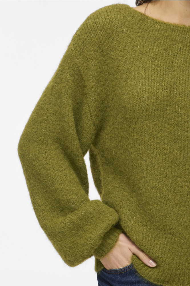 Vila groene dames trui | Close up