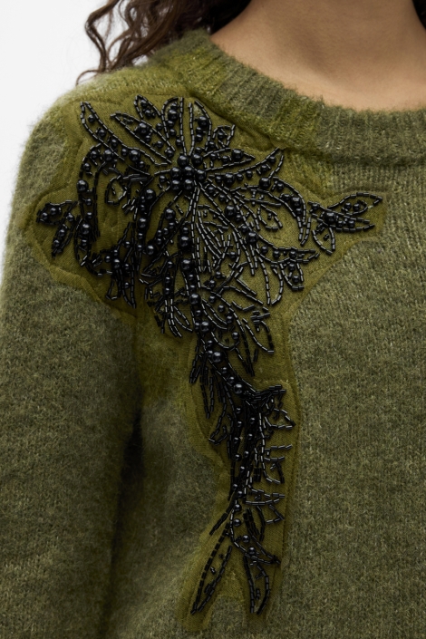 Object groene dames trui | Close up