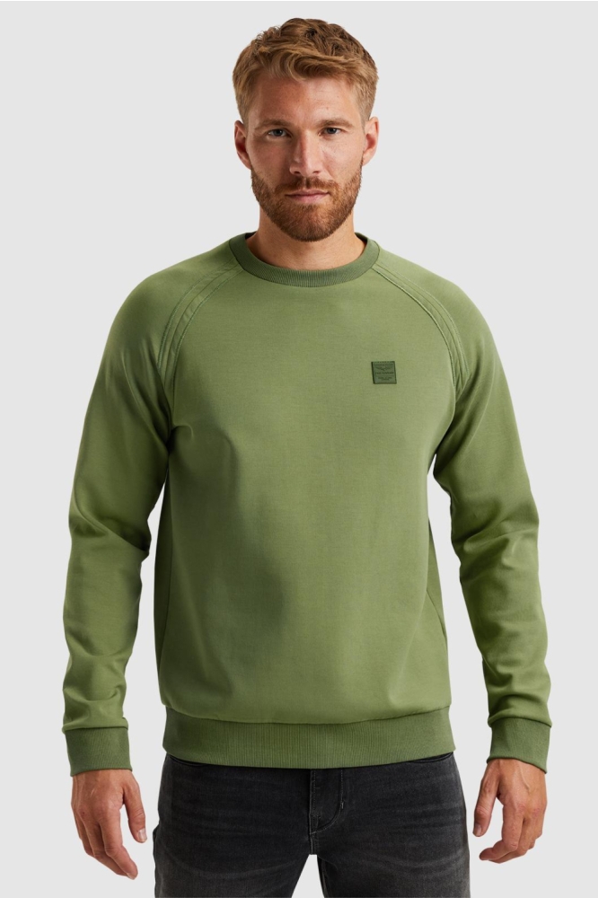 PME legend groene heren sweater | Model vooraanzicht