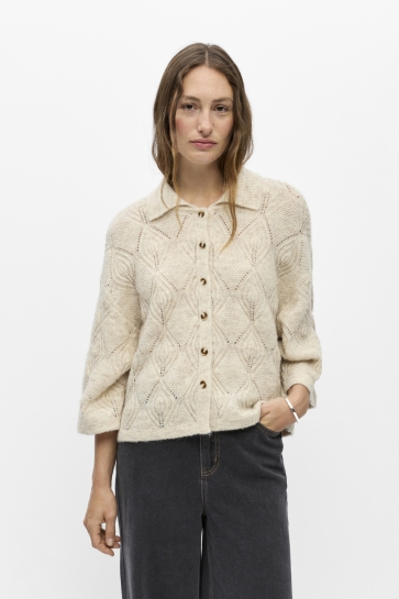 Object objkaisa flora 3/4 lo knit cardigan Beige