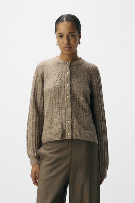 Object taupe dames vest | Model vooraanzicht