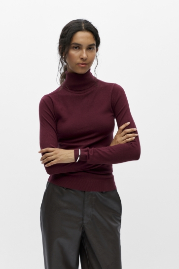Object objthess l/s rollneck knit pullover Bordeaux