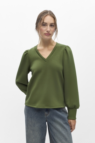 Object Trui OBJANDREA RE L/S V-NECK SWEAT NOOS 23049291 Bronze Green