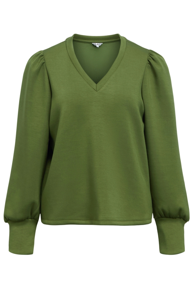 Object groene dames sweater | Vooraanzicht
