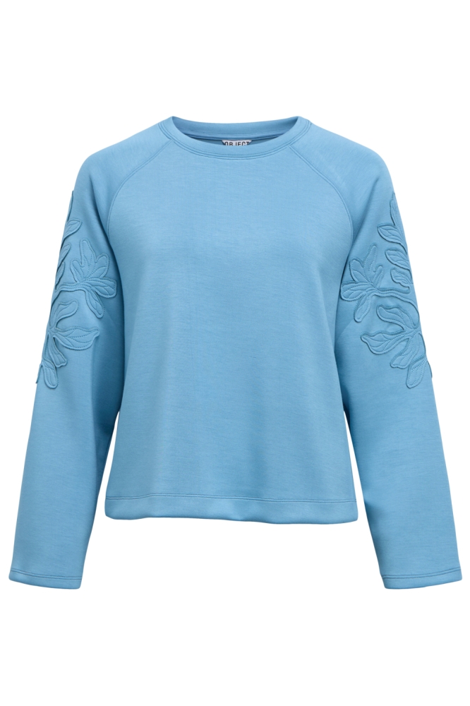 Object blauwe dames sweater | Vooraanzicht