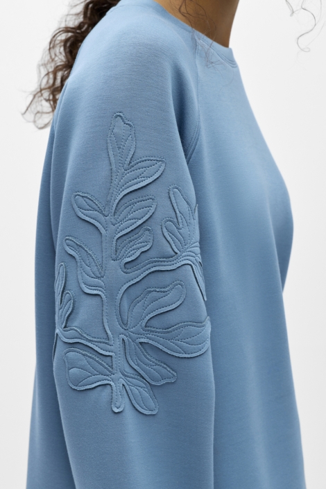 Object blauwe dames sweater | Close up