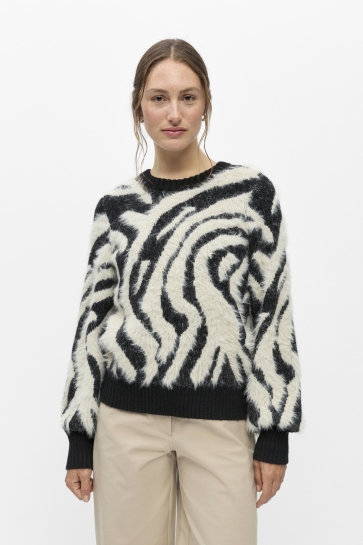 Object Trui OBJHOLLOW L/S RE KNIT PULLOVER NOOS 23047266 Black/Birch zebra