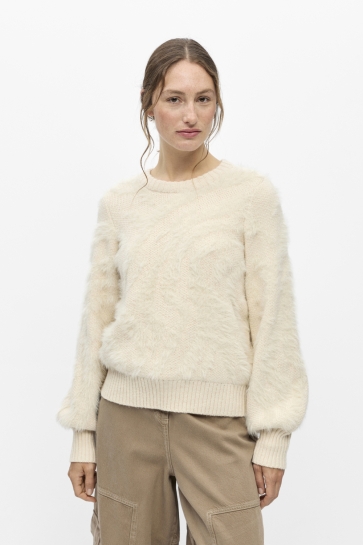 Object Trui OBJHOLLOW L/S RE KNIT PULLOVER NOOS 23047266 Birch /Zebra