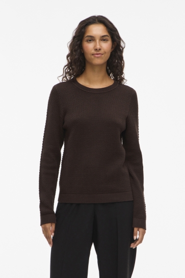 Vila Trui VIDALO O-NECK L/S KNIT TOP- NOOS 14082767 Coffee Bean