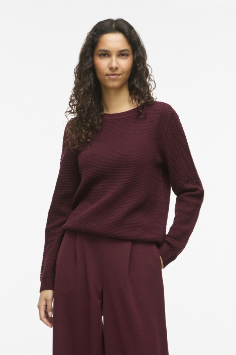 Vila bordeaux dames trui | Model vooraanzicht