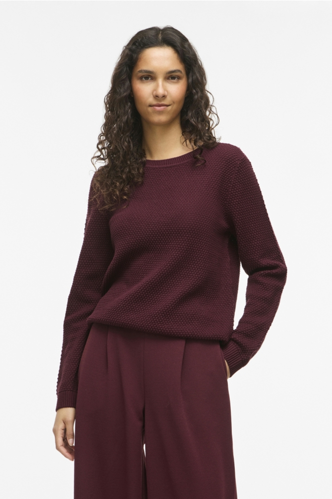 Vila bordeaux dames trui | Model vooraanzicht