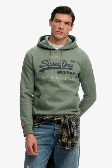 Superdry groene heren sweater | Model vooraanzicht